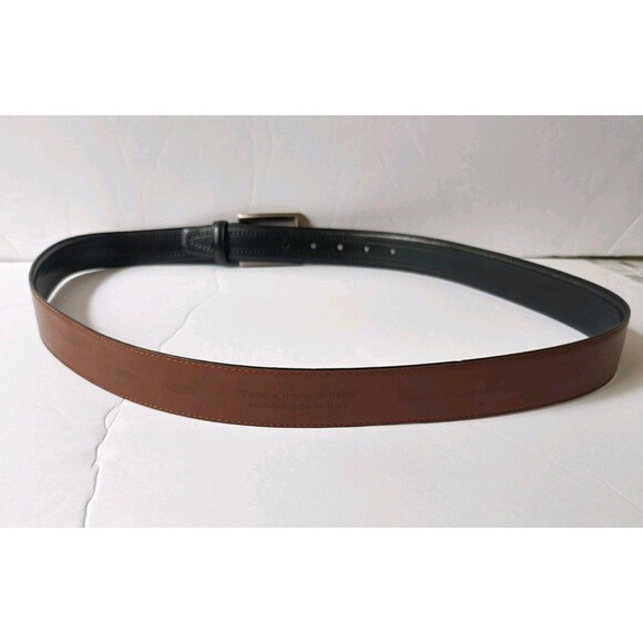 Handmade Italian Leather Belt Men's 40 Black Reversible - Picture 5 of 7